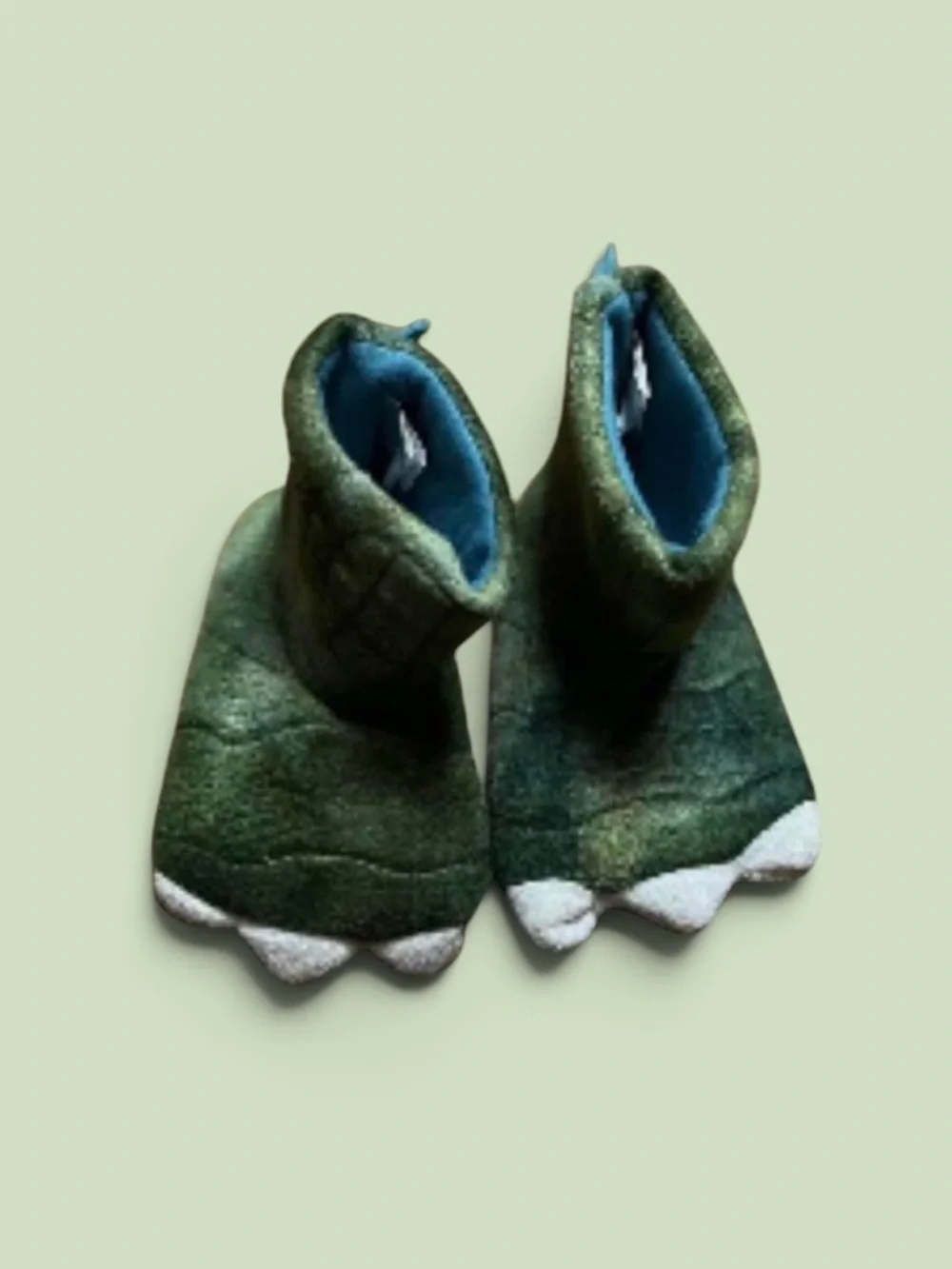 Cat & Jack Toddler Boys Green Dinosaur Claw Feet Slipper Boots Size 12-24 Months